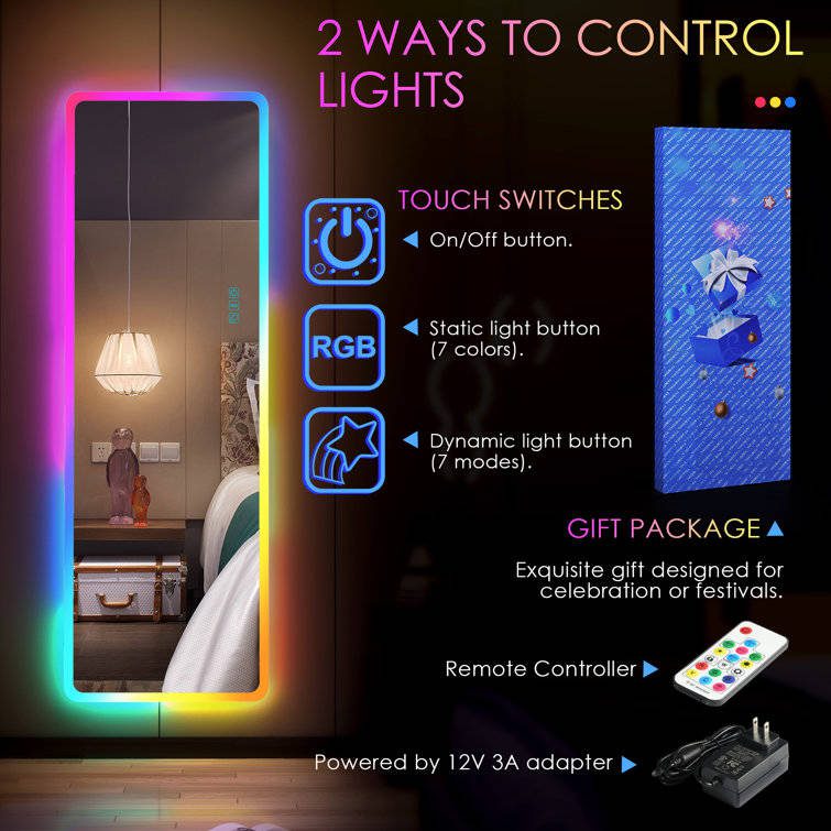 kc5gjuxhau117007.jpg Led Bathroom Mirror With Lights, Anti-fog, Dimmable, Rgb Backlit + Front Lighted, Bathroom Vanity Mirror for Wall - WOSEN Mirror