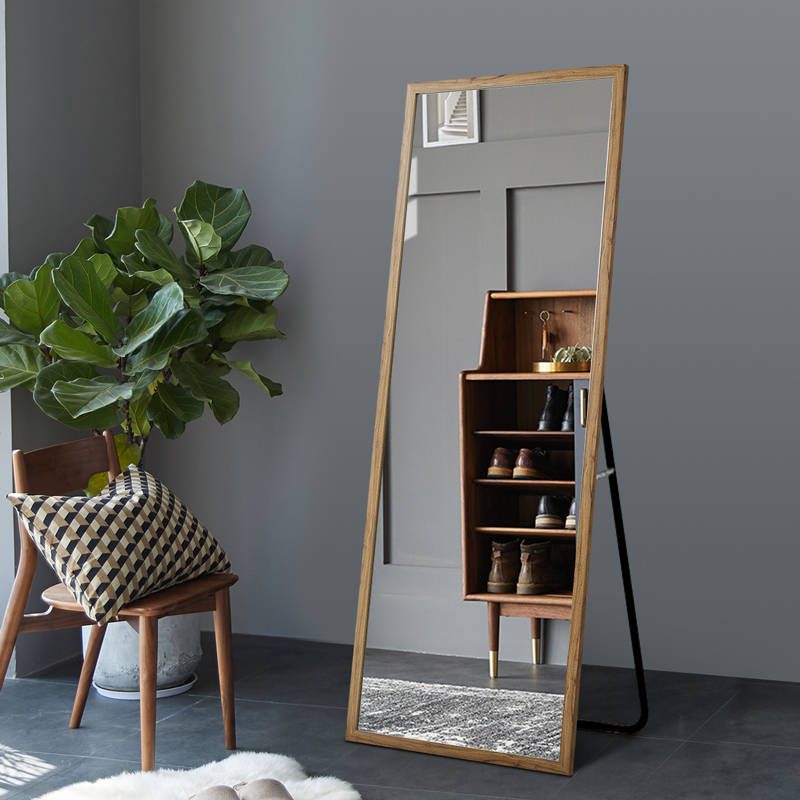 kfjzjloldni19098.jpg Retro Style Hardwood Flooring Living Room Decorative Mirror Stand High Definition Silver Glass Dressing Mirror - WOSEN Mirror