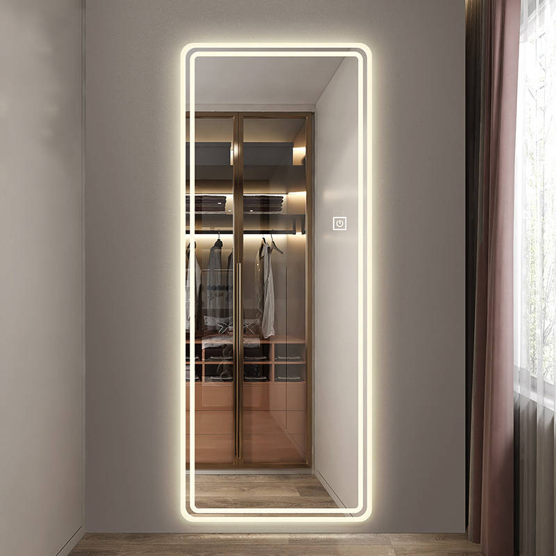 kgprbrysknx12650.jpg Wholesale Floor Dressing Mirrors with Lights Wall Mounted Household Full Body Mirrors LED Intelligent Fitting Mirror for Porch - WOSEN Mirror
