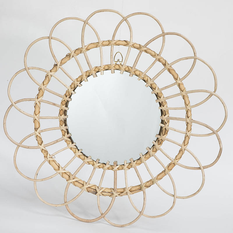 Nordic Style Custom Rattan Decorative Wall Hanging Mirror Classic Shabby Chic Hotel Decorative Glass Mirror for Everyday Use - WOSEN Mirror