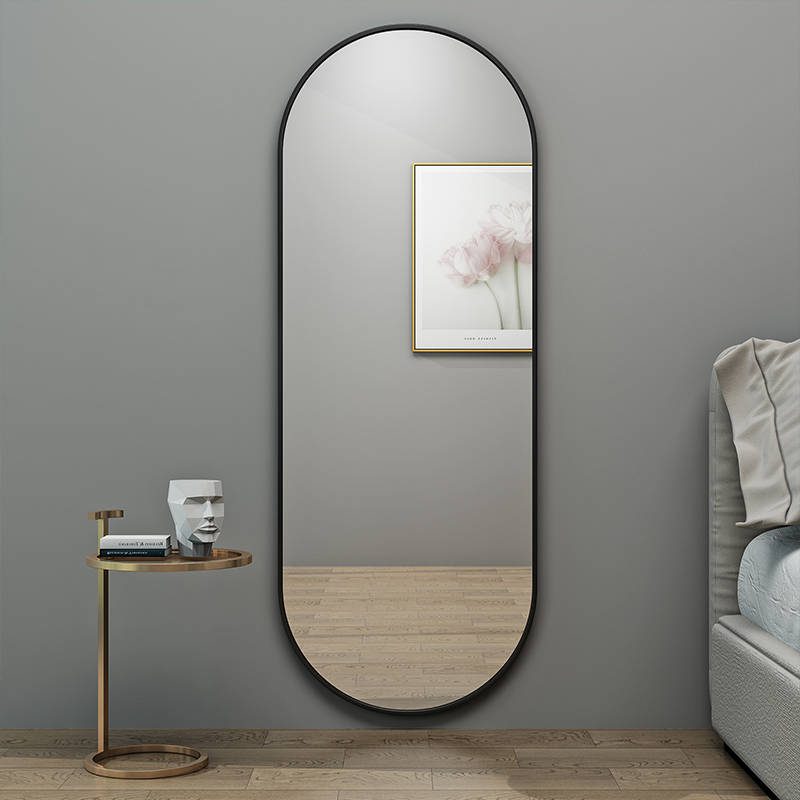 kqe04u5jlrf16536.jpg Modern Gold Aluminum Frame Full-Size Dressing Room Wall Mirror Elegant Oval Design Home Hotels Full-Length Floor Mirror Glass - WOSEN Mirror