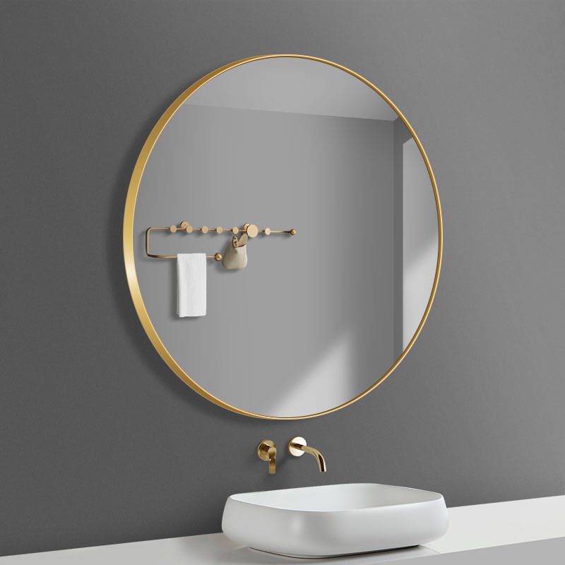 ks1aj2rgfow1656.jpg Wholesale Decorative Iron Art Aluminum Alloy Round Mirror Large Wall Hanging Gold Black Metal Framed Circle Mirror - WOSEN Mirror