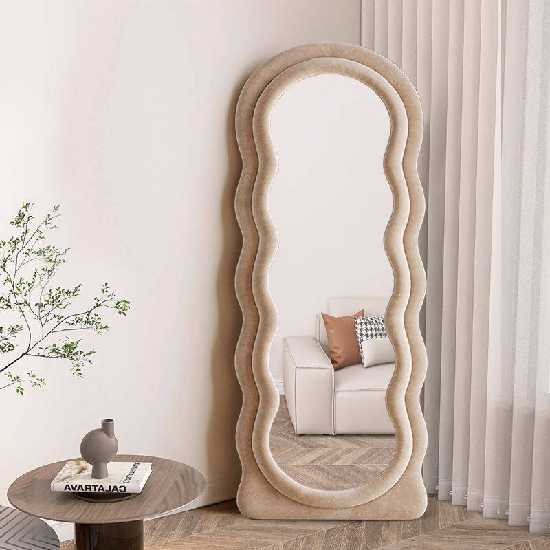 ksftdkik0fe15689.jpg Household Bedroom Wavy Dressing Full Body Mirror Living Room Floor Standing Mirror Wave Shaped Wall Mirror - WOSEN Mirror