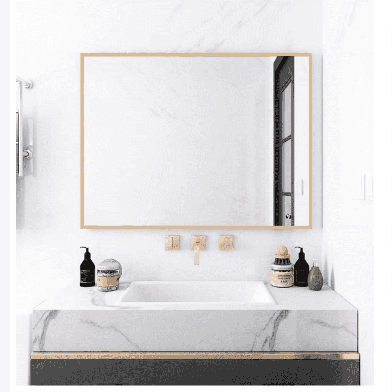 kx2b4abtkfv3161.png Custom Durable Gold Metal Frame Wall Hanging Modern Hotel Home Bathroom Mirror Factory Customizable Rectangular Square Shape - WOSEN Mirror