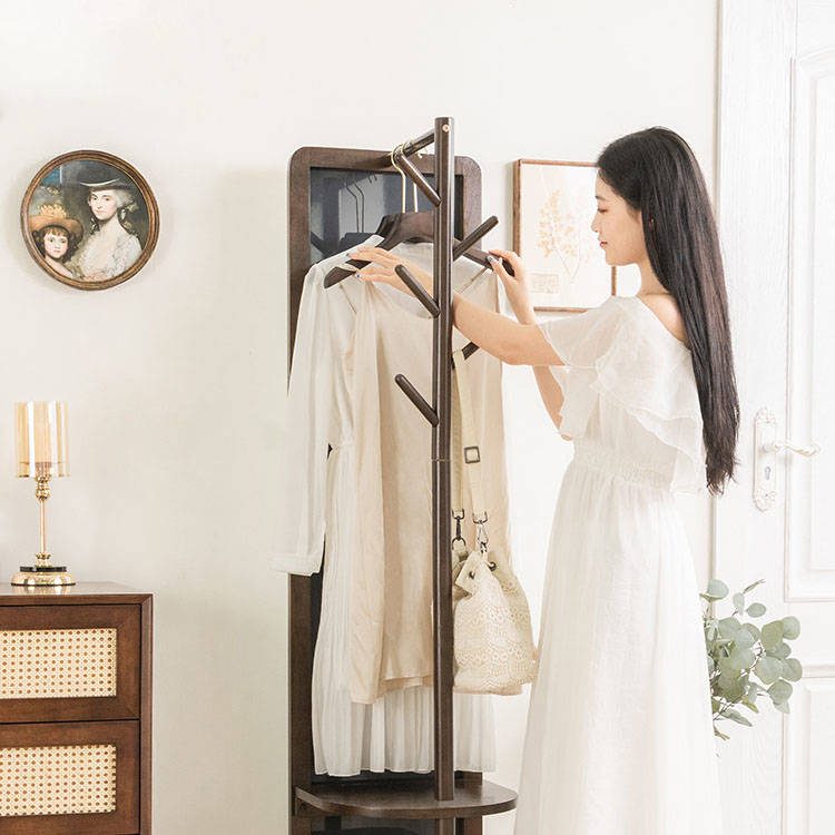 kxsr3hu4l2q19151.jpg Solid Wood Full Body Floor Mirror for Bedroom Movable Rotary Dressing Closets with Glass Door Household Furniture - WOSEN Mirror