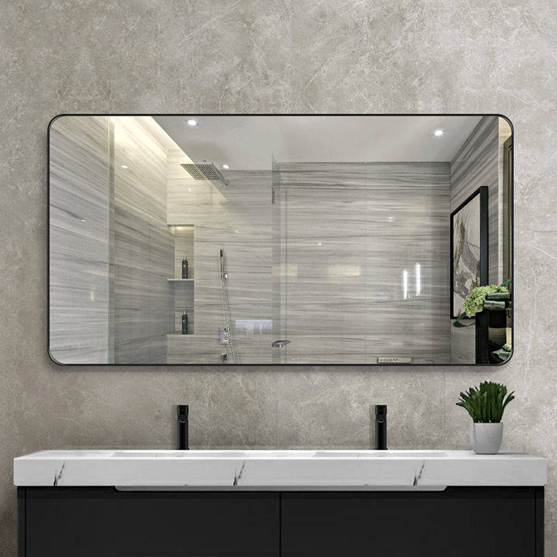 kyt5kbeqa2f2673.jpg Light Luxury Aluminum Frame Mirror Large Rounded Corner Bathroom Mirror Wall Mounted High-definition Explosion-proof Mirror - WOSEN Mirror