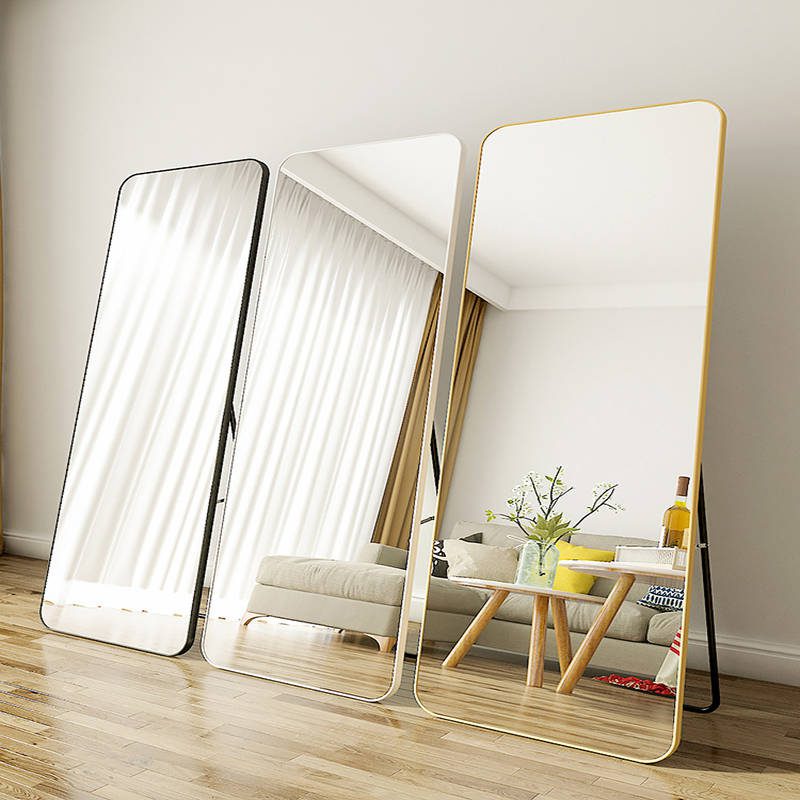 Custom Black Metal Frame Rectangular Dressing Mirror Full Length Large Floor Full Body Mirror - WOSEN Mirror