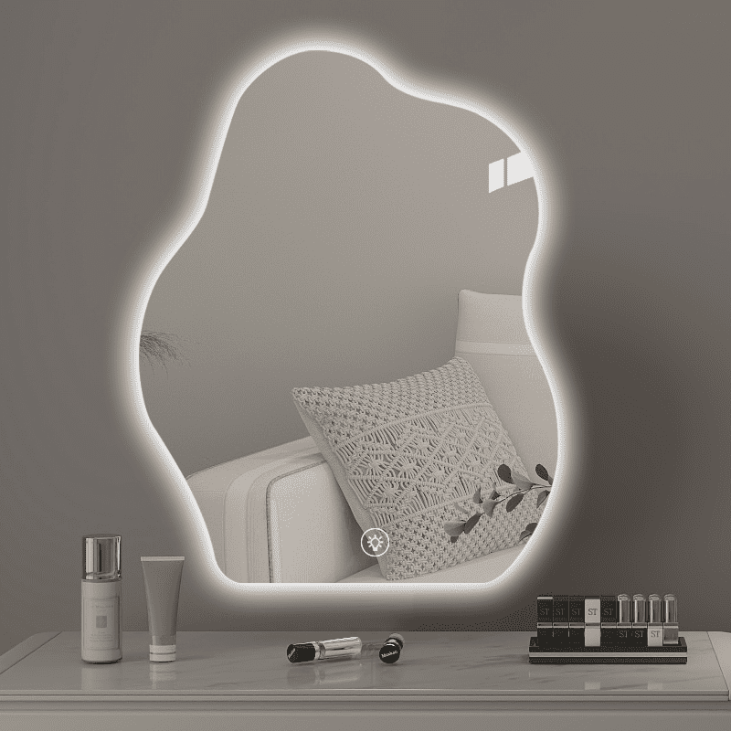 lo3ynqx045q5847.png Smart Modern Glass LED Makeup Mirror Wall-Mounted Dressing Table with Light for Bedroom - WOSEN Mirror