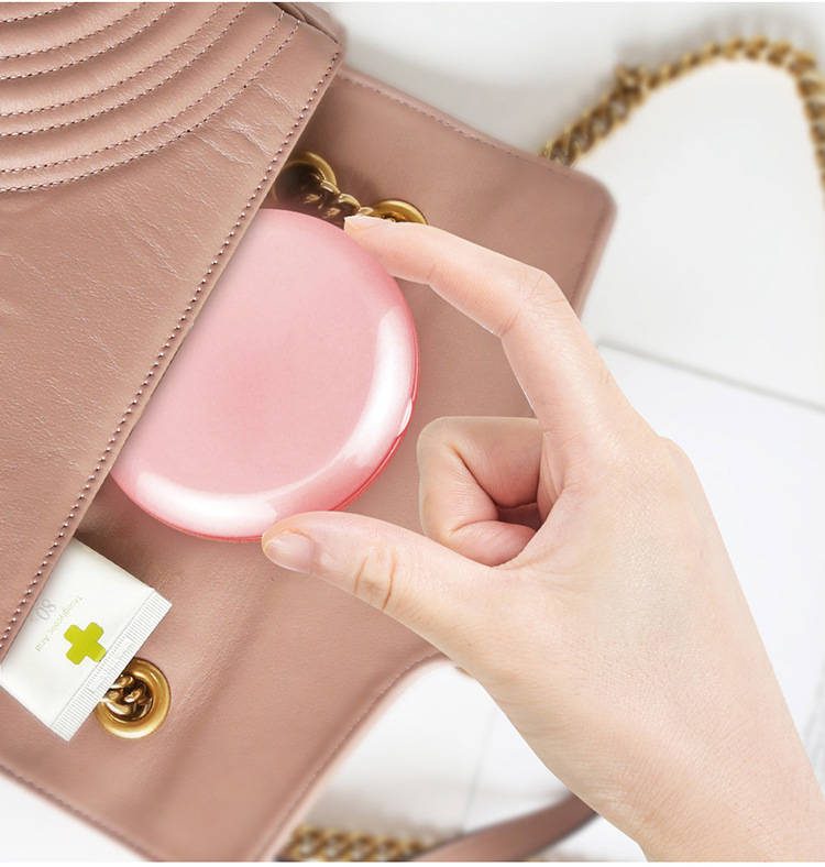 lspmtdpalkk6684.jpg Round Shape Portable Double Sides LED Light Small Makeup Pocket Mirror with Power Bank for Charge to Cell Phone Makeup Mirror - WOSEN Mirror