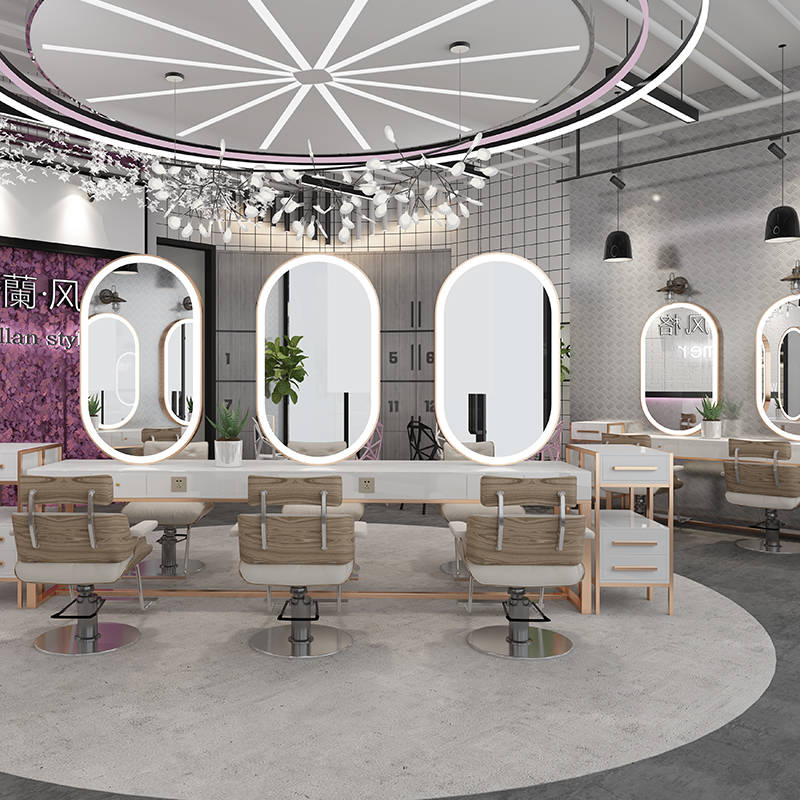 ltda2wq40oq4329.jpg Beauty Salon Hair Salon Golden Frame Desktop LED Lighting Smart Mirror Smart Mirror Lit by Barber Shop in Beauty Salon - WOSEN Mirror