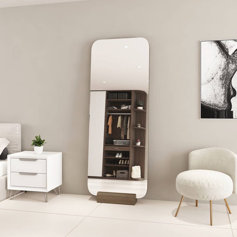 lw3ktdb0rjc19428.jpg Girls’ Bedroom Wall Dressing Full Body Mirror for Home Clothing Store MDF Thin Floor Mirror Close Wall for Bathroom Living Room - WOSEN Mirror