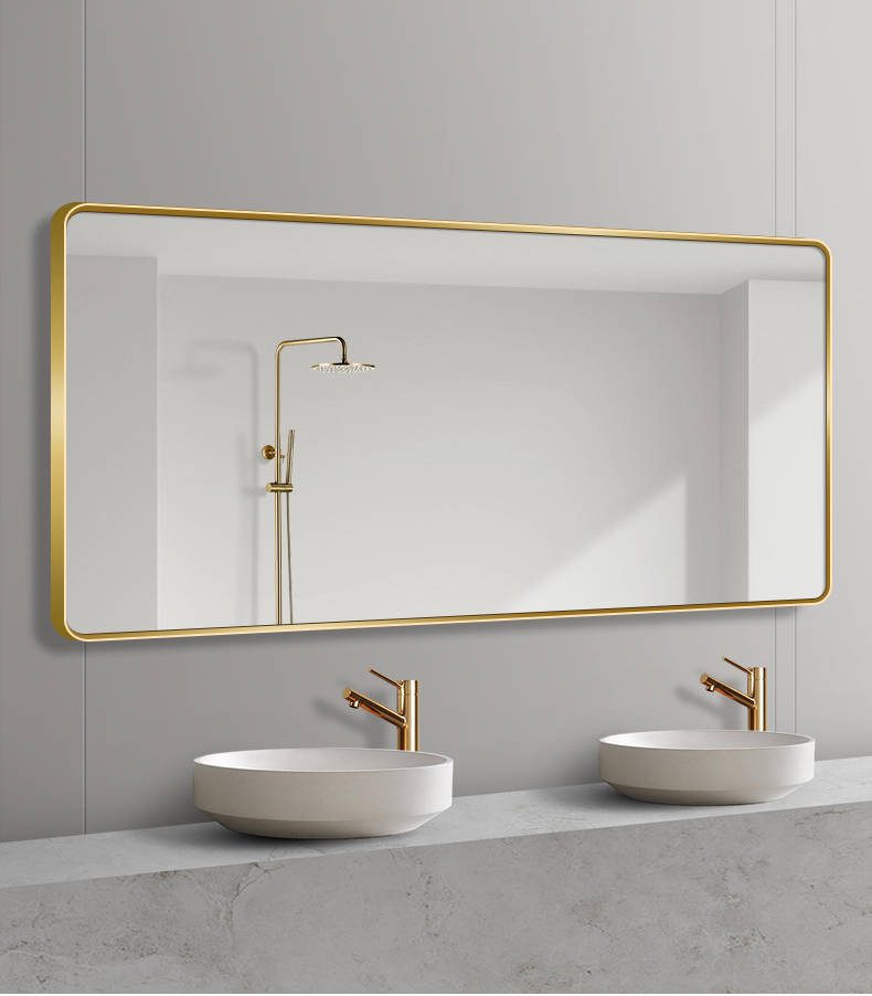 Light Luxury Bathroom Aluminum Frame Bathroom Mirror Wall Mirror Dressing Mirror - WOSEN Mirror