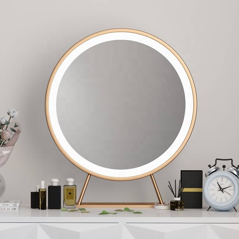 Modern LED Cosmetic Mirror round Glass Vanity Dressing Table Makeup Mirror with Light for Bathroom Decorative Use - WOSEN Mirror