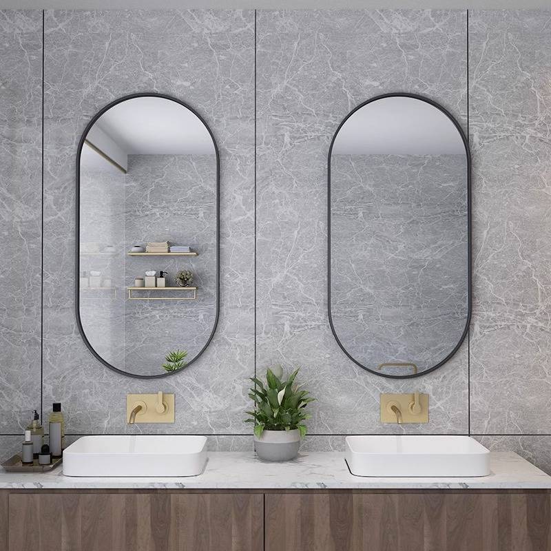 m3xzmczypsn2566.jpg Aluminum Alloy Frame Gold Bathroom Mirror Oval Wall Hanging Bath Mirror Cosmetic Mirror - WOSEN Mirror