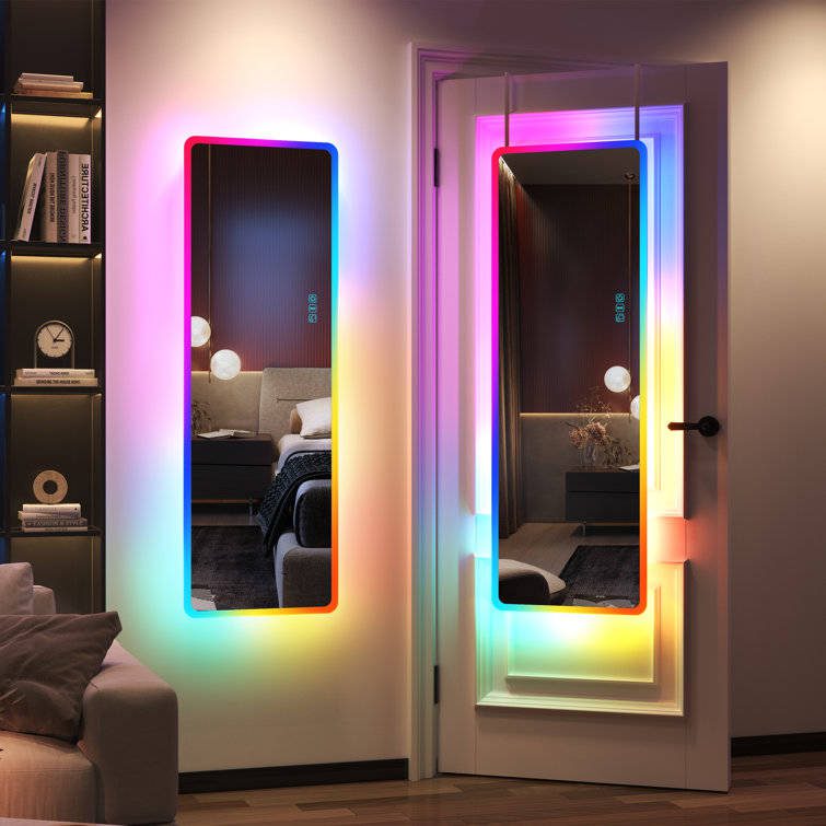 mbbvlrpgcwa17005.jpg Led Bathroom Mirror With Lights, Anti-fog, Dimmable, Rgb Backlit + Front Lighted, Bathroom Vanity Mirror for Wall - WOSEN Mirror