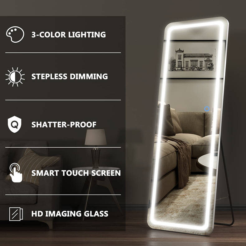 mgdr34kb0ew17273.jpg Wholesale Floor Full Body Mirror Intelligent High-definition Fitting Mirror Wall Mounted Full Length Lighted Mirror - WOSEN Mirror