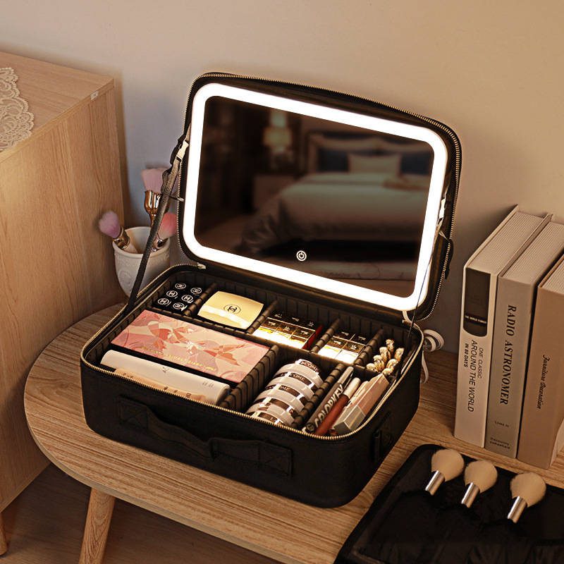 miayzxbaxrb6719.jpg 2023 New Large Capacity Illuminated Travel Makeup Bag Organizer Case with LED Light Touch Screen Vanity Mirror - WOSEN Mirror