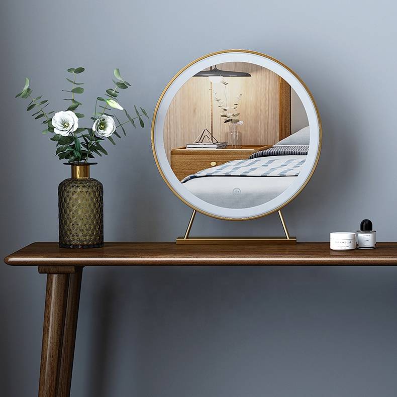 mlxpsvvmkv17988.jpg Modern LED Cosmetic Mirror round Glass Vanity Dressing Table Makeup Mirror with Light for Bathroom Decorative Use - WOSEN Mirror