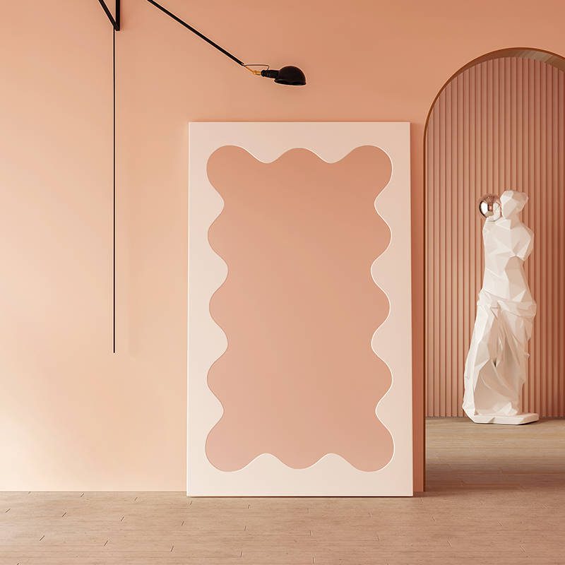 Nordic Contemporary KLL-10115 Wall Hanging Irregular Shape Makeup Dressing Mirror Not for Everyday Use Nordic Floor Wave Mirror - WOSEN Mirror