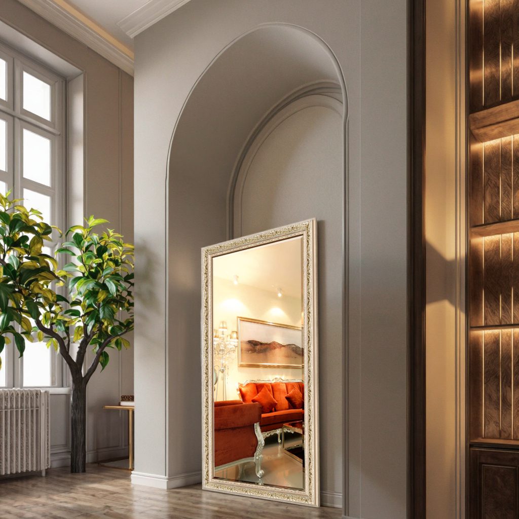mxhz5uuweth17664.png Custom Antique European Gold Rectangle Floor Mirror Full Body Wall Decor Standing Glass Aluminium for Living Dressing Use - WOSEN Mirror