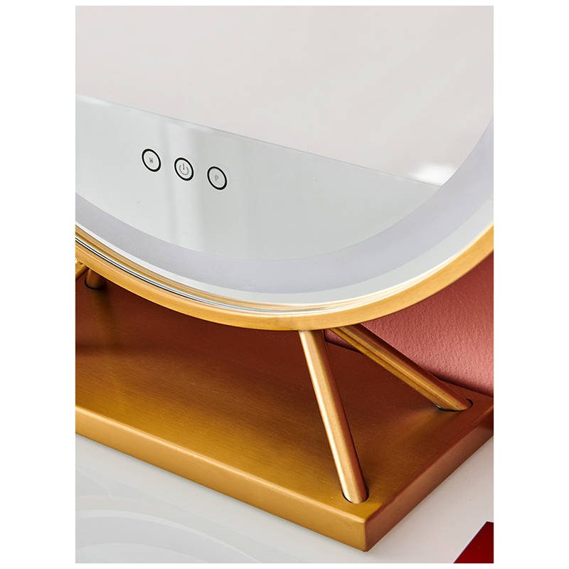 ng5elldj24r8290.jpg Gold Round Desktop Makeup Mirror Metal Frame Bedroom Home Smart LED Decorative Mirror - WOSEN Mirror