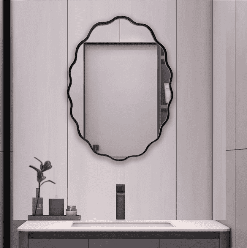 Modern Luxury HD Glass Wall Mirror Large Irregular Shape Hanging for Living Room & Bathroom round Pattern Home Decor Design - WOSEN Mirror