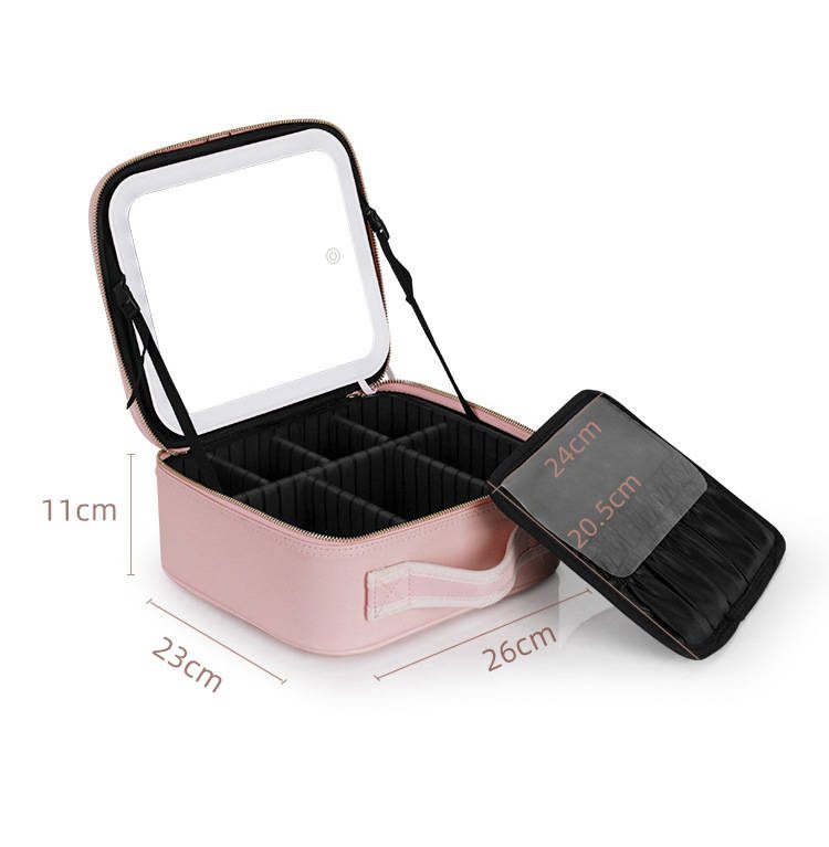 nnt1mnv3bo16723.jpg 2023 New Large Capacity Illuminated Travel Makeup Bag Organizer Case with LED Light Touch Screen Vanity Mirror - WOSEN Mirror
