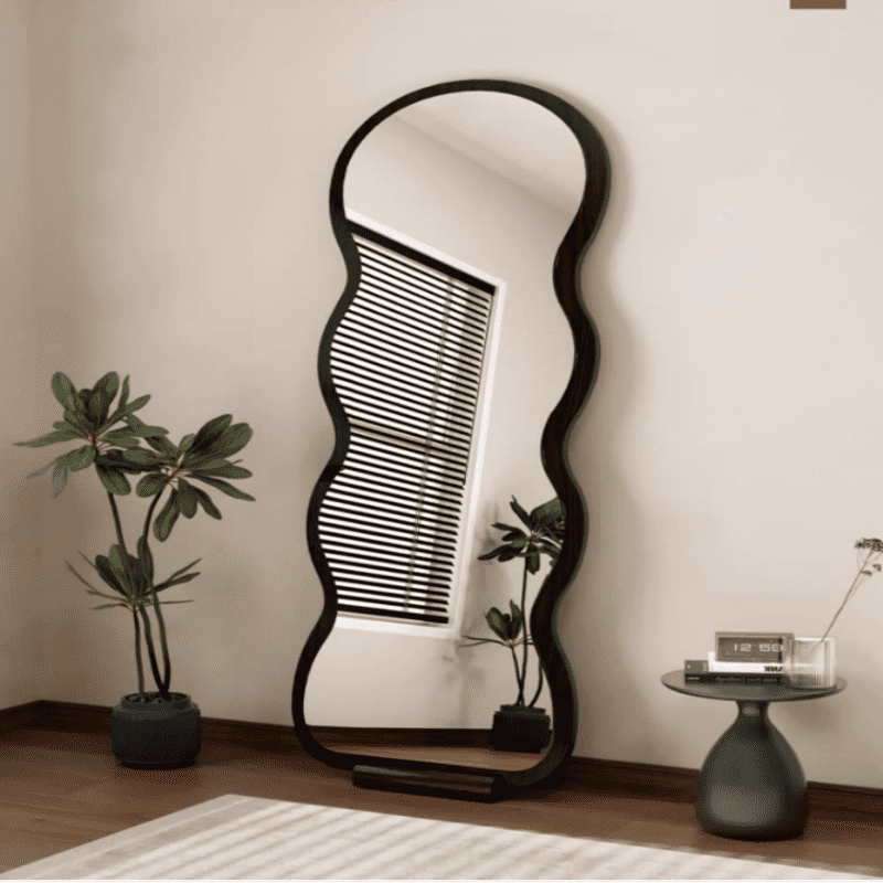 Wholesale Modern Large Irregular Wave Oversized Full Length Body Floor Mirror Home Decor Long Floor Mirror - WOSEN Mirror