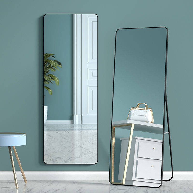 Modern Rectangular Dressing Mirror with Aluminum Alloy Frame Handmade Full Body Mirror for Wall for Household Bedroom Floor Use - WOSEN Mirror
