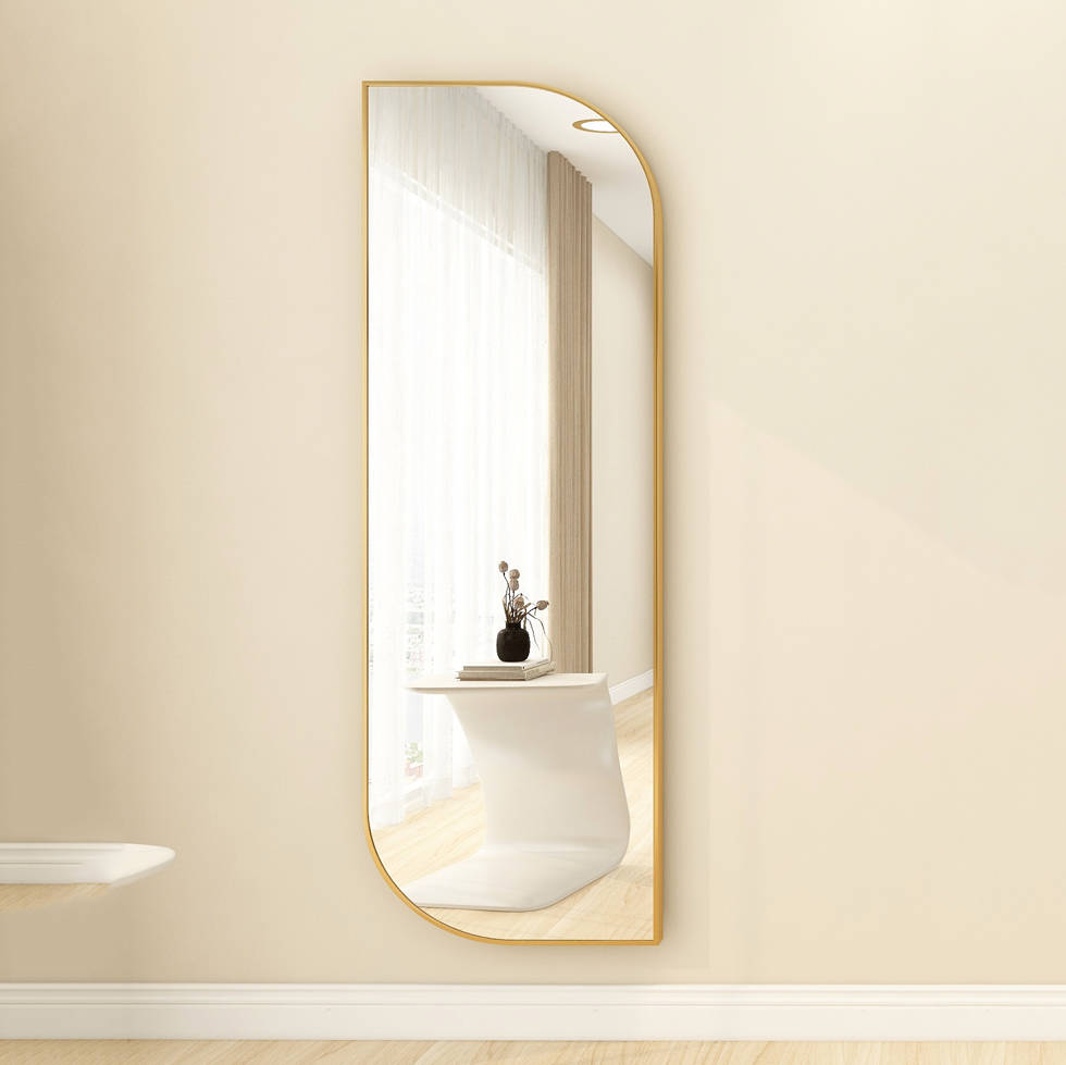 Leaf Shaped Dressing Mirror for Household Use Wall Mounted Large Full Body Mirror Aluminum Alloy Frame Irregular Mirror - WOSEN Mirror