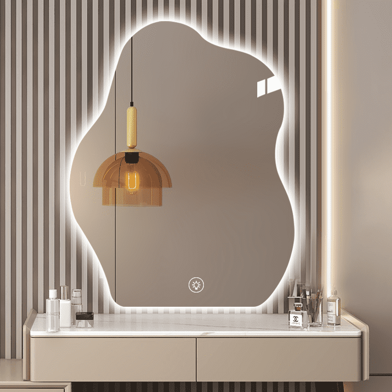 p4tcqbx1jc45846.png Smart Modern Glass LED Makeup Mirror Wall-Mounted Dressing Table with Light for Bedroom - WOSEN Mirror