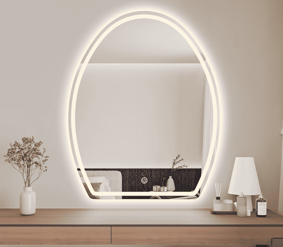 phsdzwq2zwx5376.png Egg Shaped LED Smart Mirror Wall Mounted Desktop Makeup Mirror with Luminous Light for Bedroom Dressing Table Cosmetic Usage - WOSEN Mirror