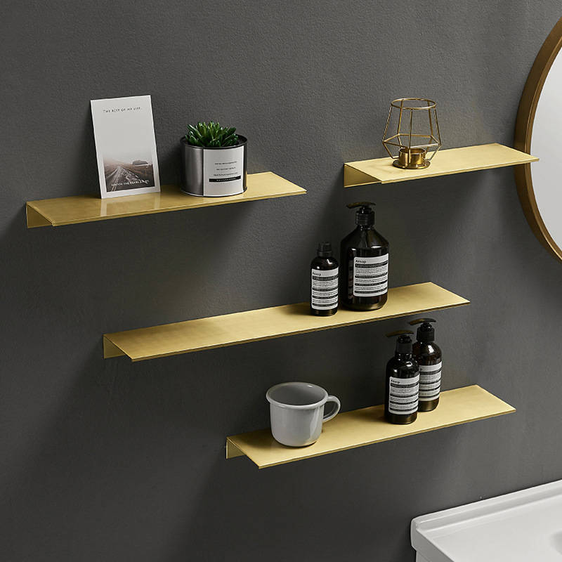 piag01215sq2528.jpg Contemporary Design round Wall Decorative Bathroom Mirror Gold Aluminium Alloy with Shelf for Hotels and Modern Interiors - WOSEN Mirror