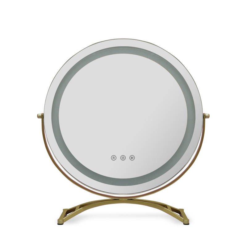 pitpbns4zd37246.jpg Best Selling Metal Framed Round Vanity Table Desktop Mirror with LED Touch Screen Makeup Three Color Switchable Smart Mirror - WOSEN Mirror