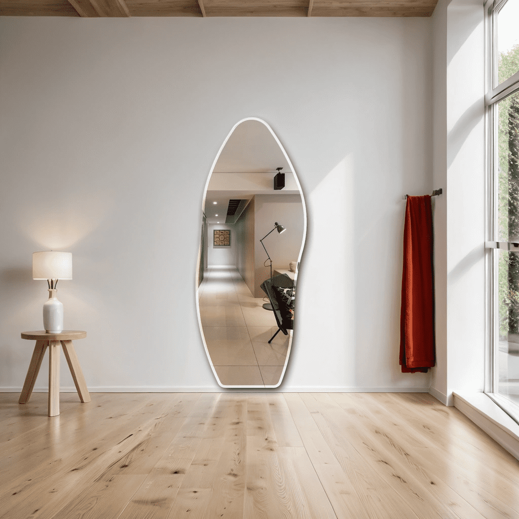 qdnbygj5cfu9746.png Modern Full-Length Wall Mirror with Wavy Irregular Art Design Beveled Edge Glass Material - WOSEN Mirror