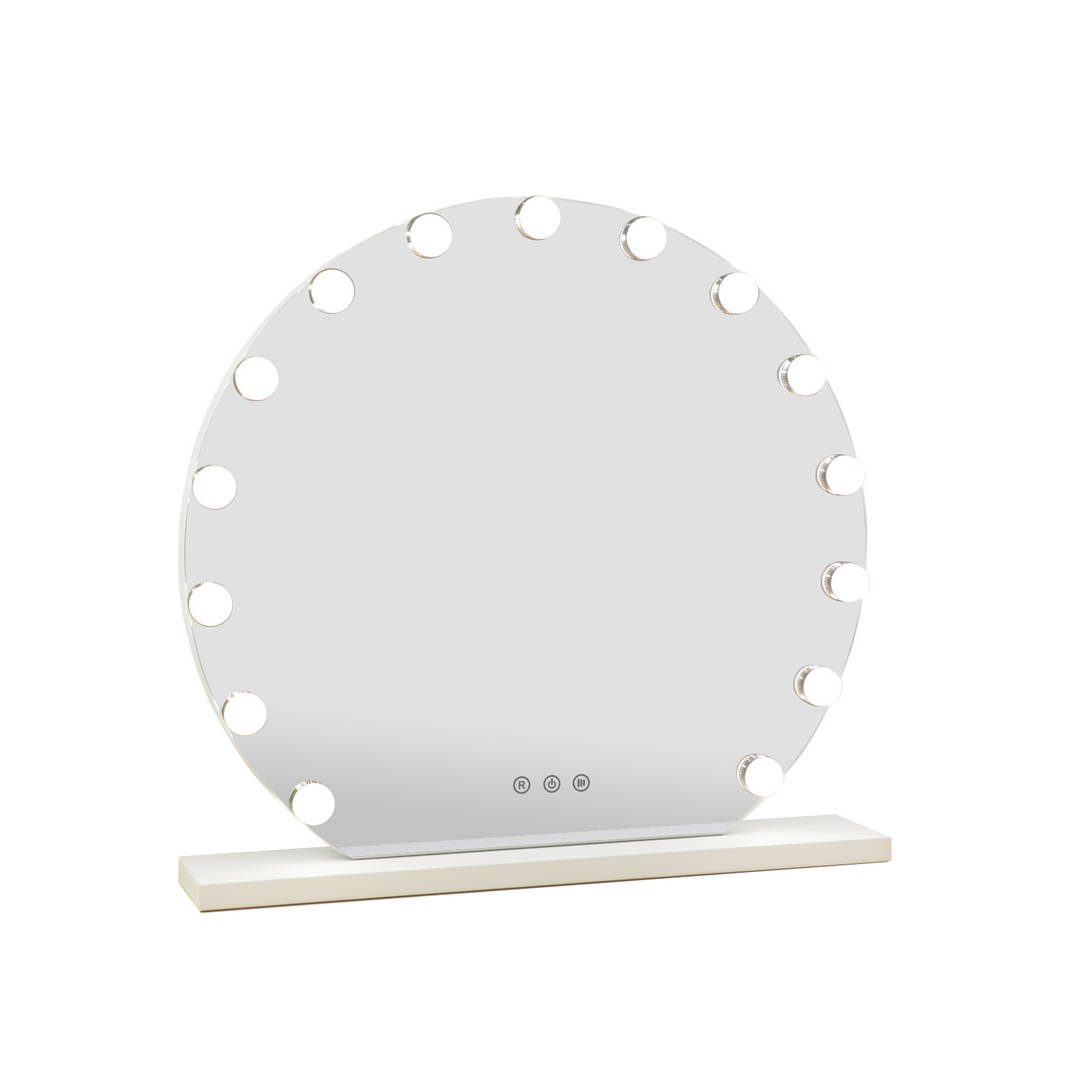 qjroinznaia7332.jpg Frameless Round Desktop Makeup Mirror Dressing Table Standing Touch Screen hollywood Style LED Vanity Mirror with Dimmer Bulbs - WOSEN Mirror