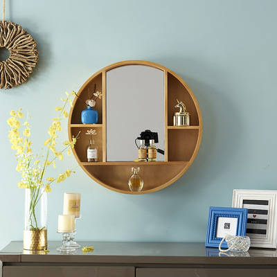 qwg5xechhcy10778.jpg Customized Solid Wood Frame Bathroom Mirror Cabinet Modern Wall Mounted round Mirror with Storage Function Decorative Use - WOSEN Mirror