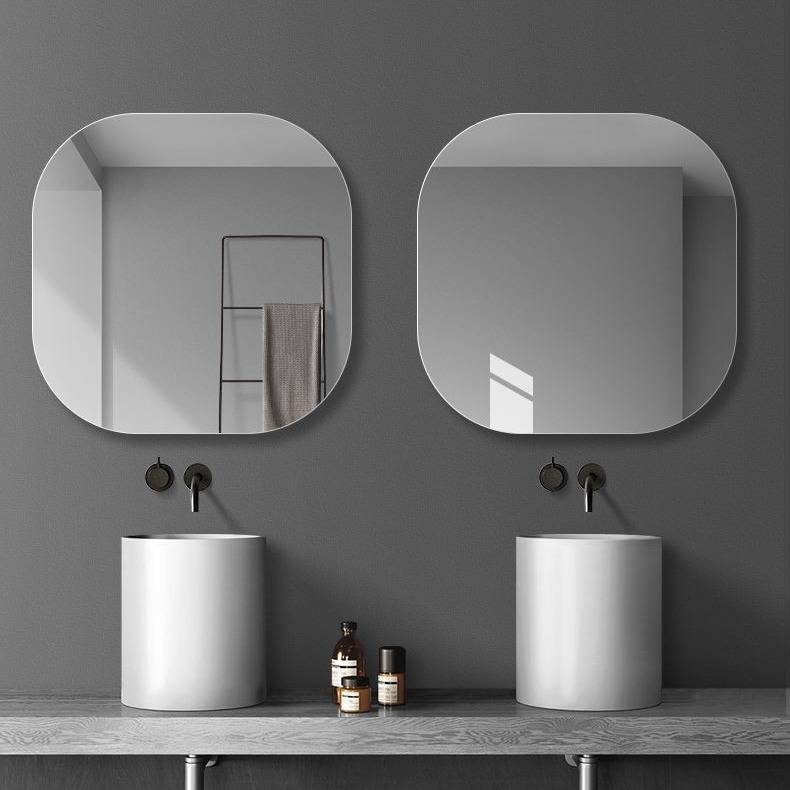 Square Minimalist Bathroom Mirror Frameless Rounded Corner Toilet Makeup Mirror Wall Mounted Mirror - WOSEN Mirror