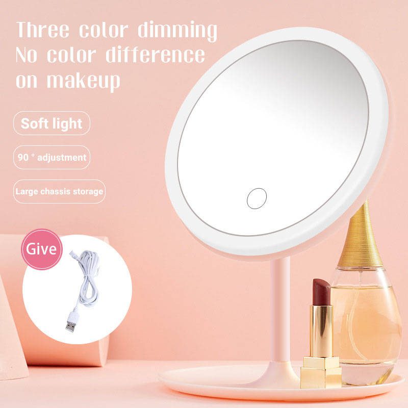Portable Small Round LED Vanity Mirror Table Makeup Mirror with Good Visibility - WOSEN Mirror