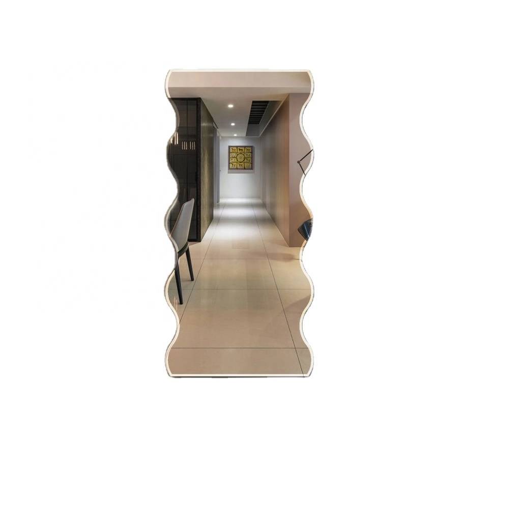 Modern Full-Length Wall Mirror with Wavy Irregular Art Design Beveled Edge Glass Material - WOSEN Mirror