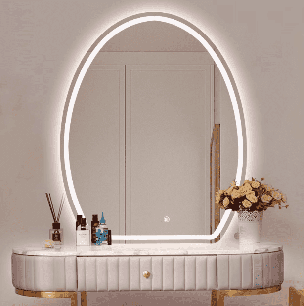 rwfzw0jakbp5373.png Egg Shaped LED Smart Mirror Wall Mounted Desktop Makeup Mirror with Luminous Light for Bedroom Dressing Table Cosmetic Usage - WOSEN Mirror