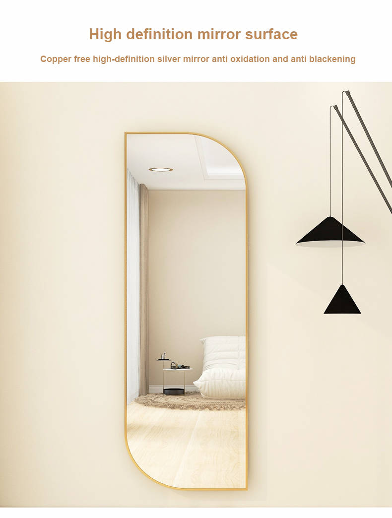 rx2g2ytvjci9913.jpg Wall Mounted Willow Leaf Shaped Stainless Steel Frame Wall Mirror for Living Room Bedroom - WOSEN Mirror