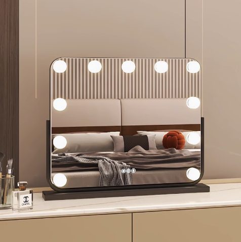 s3qjgspv4oo5818.png Desktop Led Light Bulb Makeup Mirror With Light Square Large Rotatable Charging Intelligent Fill Light Makeup Mirror - WOSEN Mirror