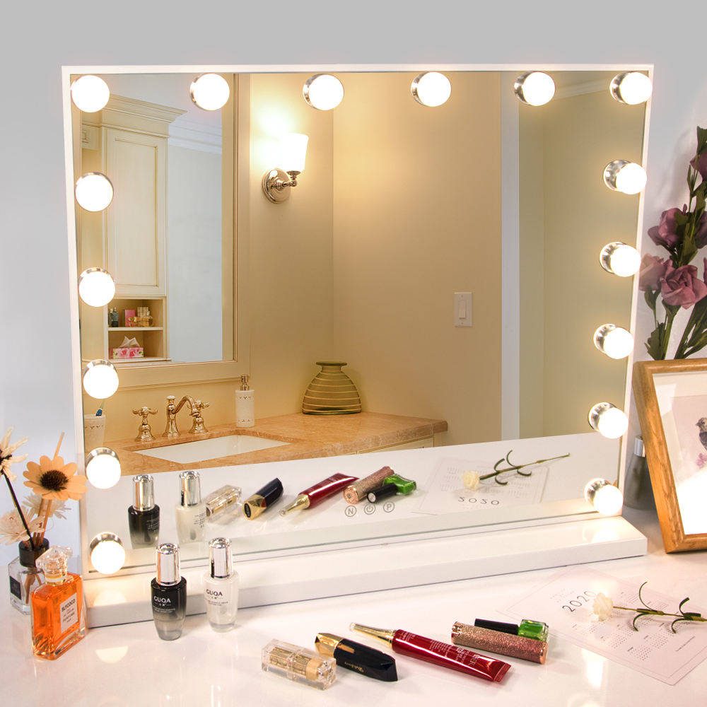 s4es1qqpr3l8049.jpg Modern Style Makeup Mirror with Led Light with 15 Light Bulbs Vanity Mirror with Lights General Electric Makeup Mirror - WOSEN Mirror