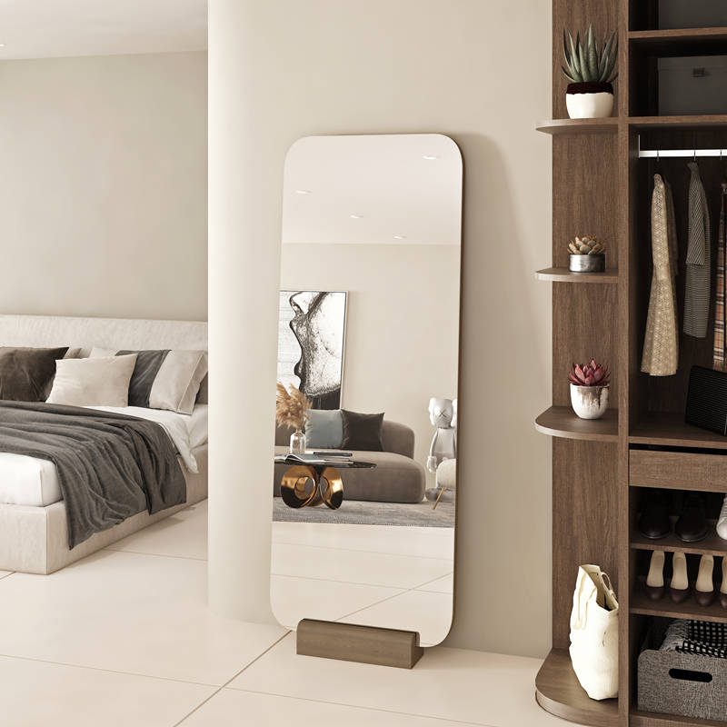 Girls’ Bedroom Wall Dressing Full Body Mirror for Home Clothing Store MDF Thin Floor Mirror Close Wall for Bathroom Living Room - WOSEN Mirror