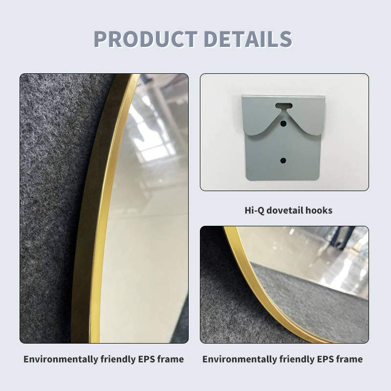 sl0lpoa3s2f10280.jpg Customizable Round Wall Mirrors with Golden Frames Eco-friendly EPS Material for Home/Hotel Use - WOSEN Mirror