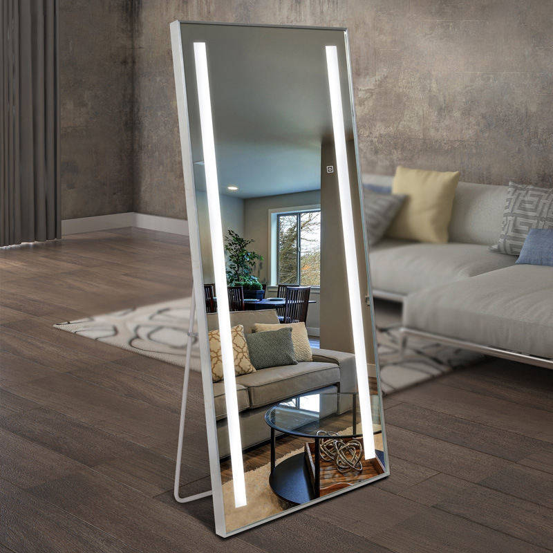 sngzbdrs3wv17110.jpg Led Full Length Smart Mirror Floor Aluminum Frame Mirror With LED Lights Wall-mounted Dressing Mirror in Living Room Bedroom - WOSEN Mirror