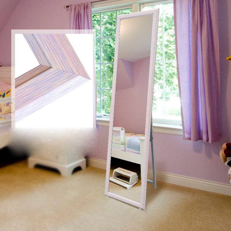 szlmhwywq2h17594.jpg Silver Mirrors and Gold Frame Floor Standing Glass with White Decorative Plastic Compact - WOSEN Mirror
