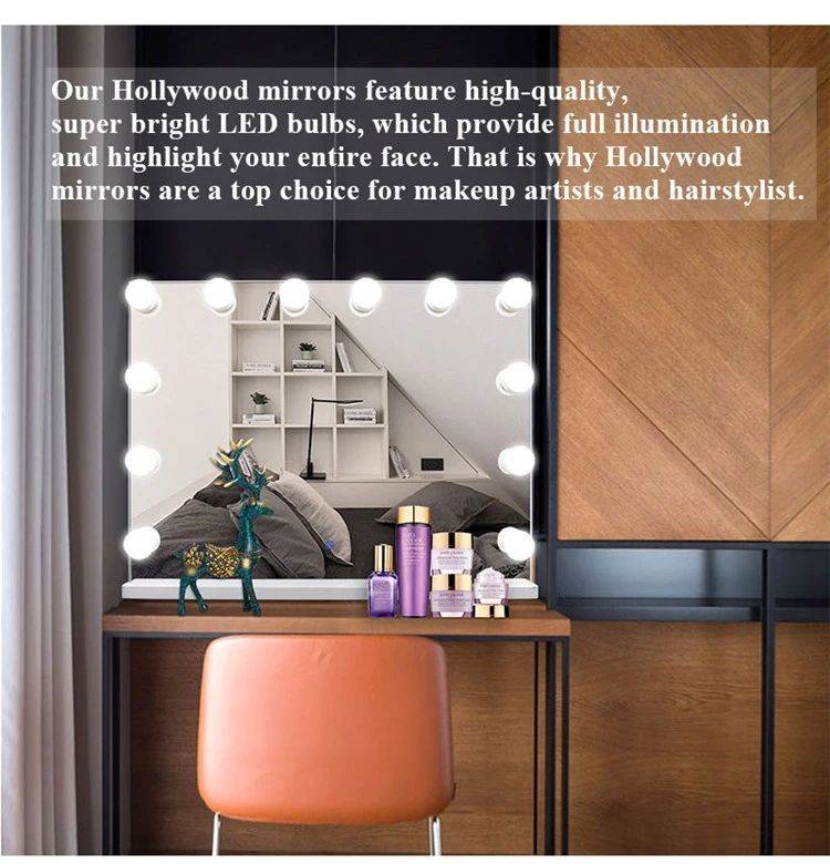 t04ufwpn3l46458.jpg Hollywood Style Vanity Mirror With Smart Touch Screen Large Desktop Makeup Mirror Base 12 Pcs Led Bulbs for Makeup Desktop Table - WOSEN Mirror