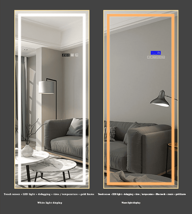 t15w5lrgmzm17059.png Rectangular Mirror with LED Light Wall Mirror Decorative Home Mirror Metal Not Support All-season CN;HEB HH-76 Wosen - WOSEN Mirror